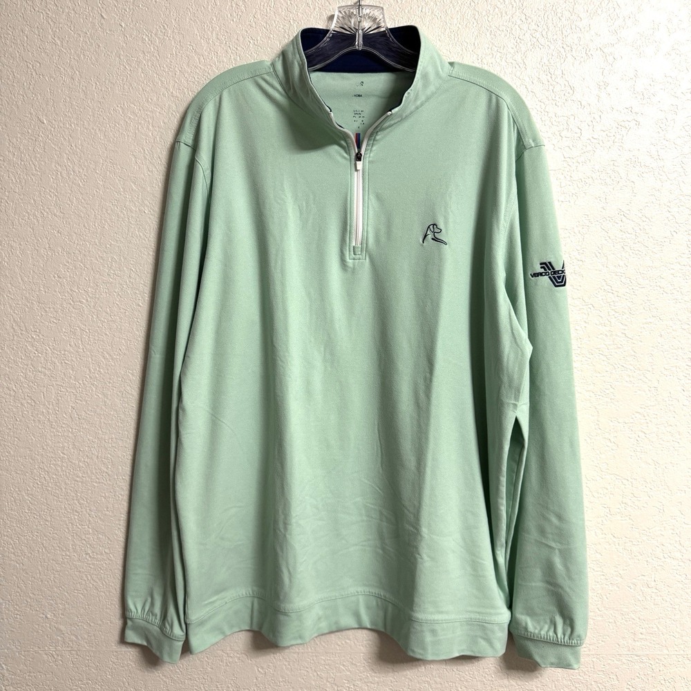 Rhoback Qzip Pullover Mens Large Green Quarter Zip 1/4 Golf Performance Logo